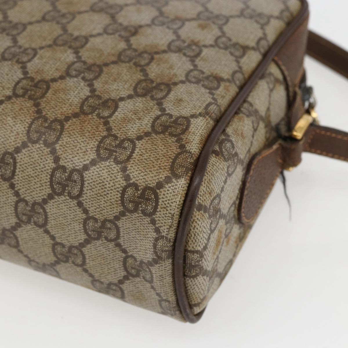 GUCCI GG Supreme Web Sherry Line Shoulder Bag PVC Beige Gold Auth 158511