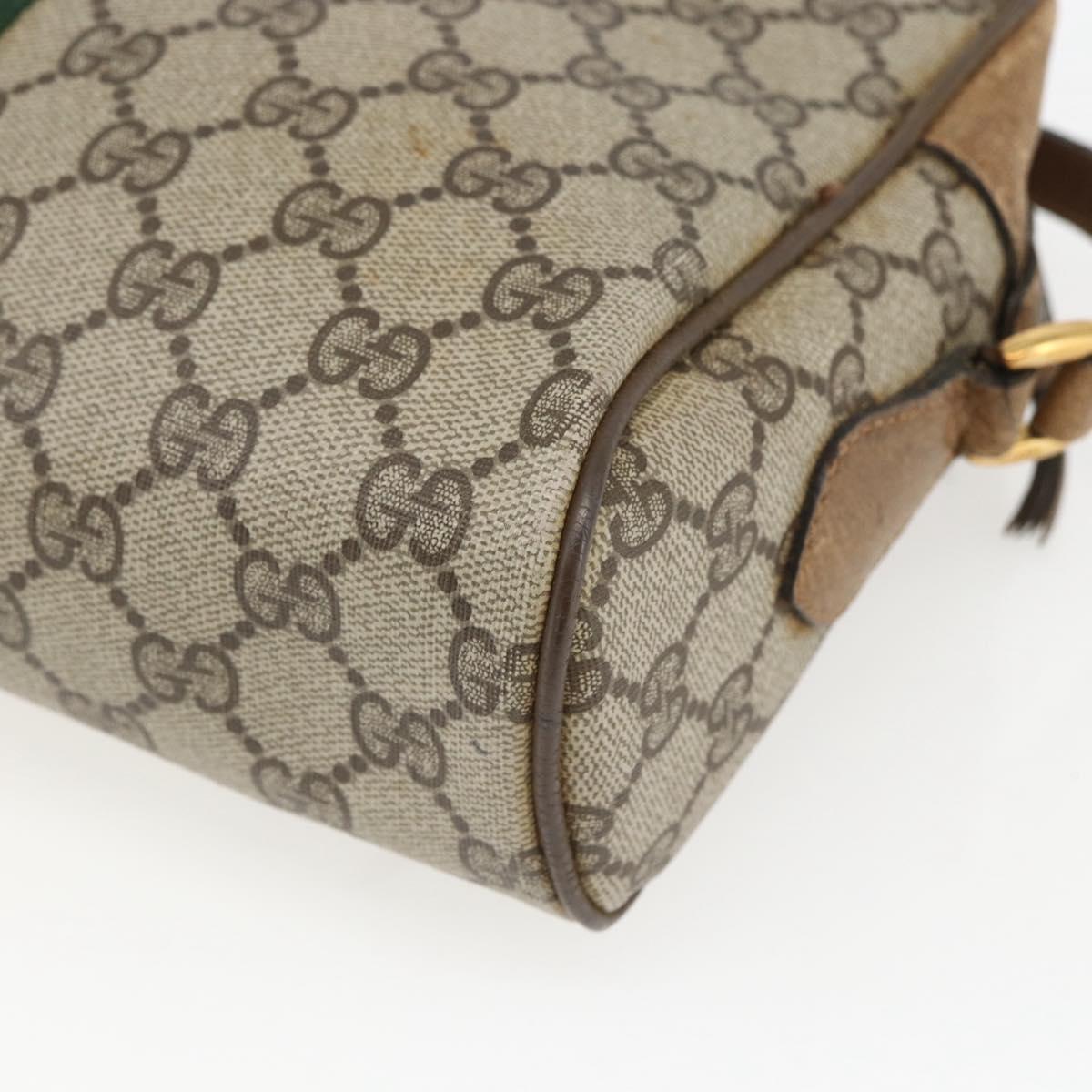 GUCCI GG Supreme Web Sherry Line Bag PVC Beige Gold 68 02 005 Auth 158512