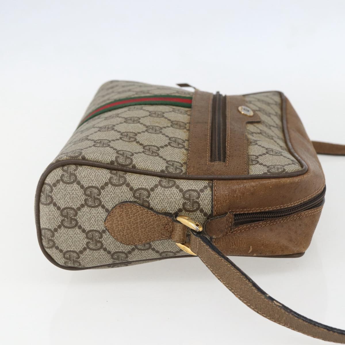 GUCCI GG Supreme Web Sherry Line Bag PVC Beige Gold 68 02 005 Auth 158512