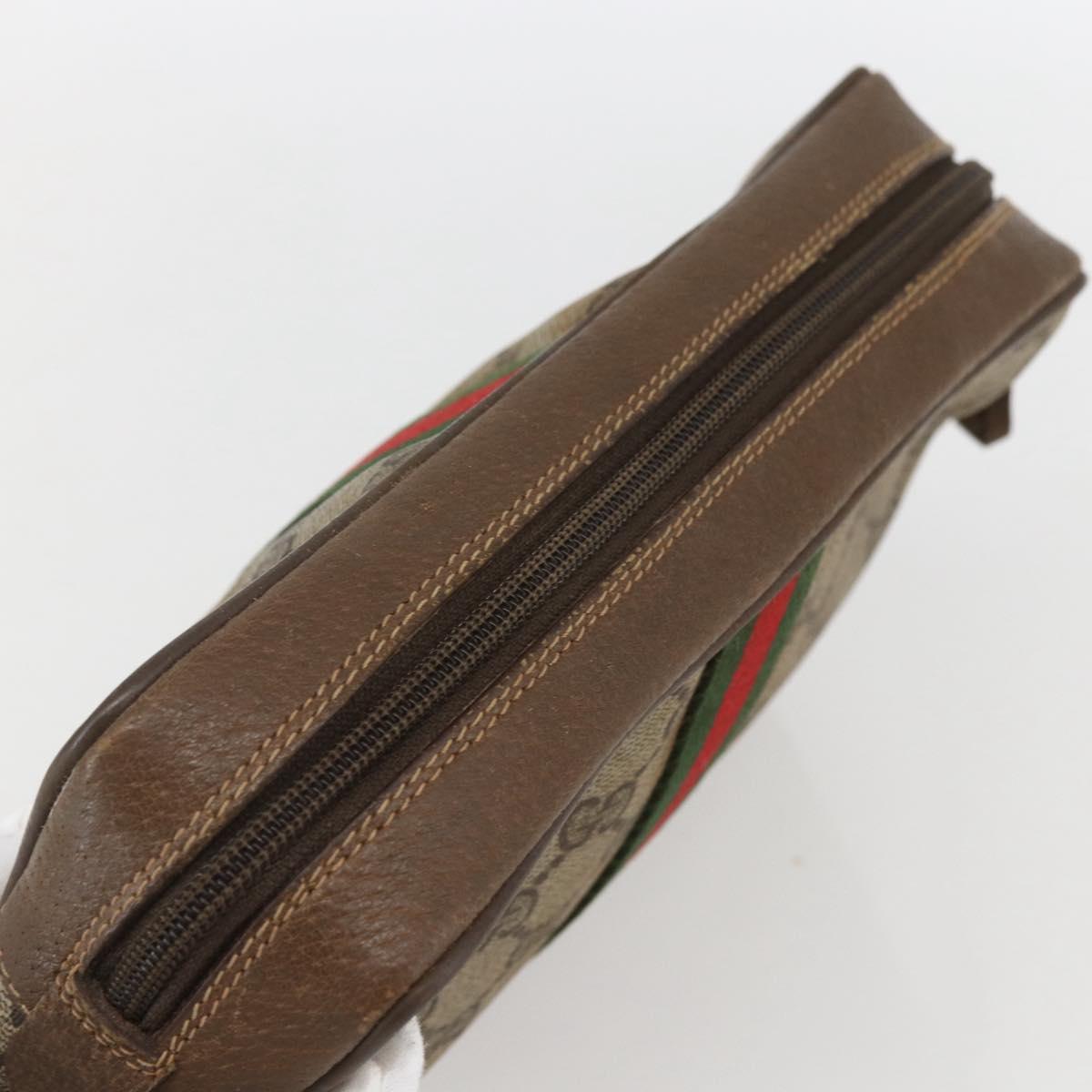 GUCCI GG Supreme Web Sherry Line Clutch Bag PVC Beige Gold 89 01 012 Auth 158514