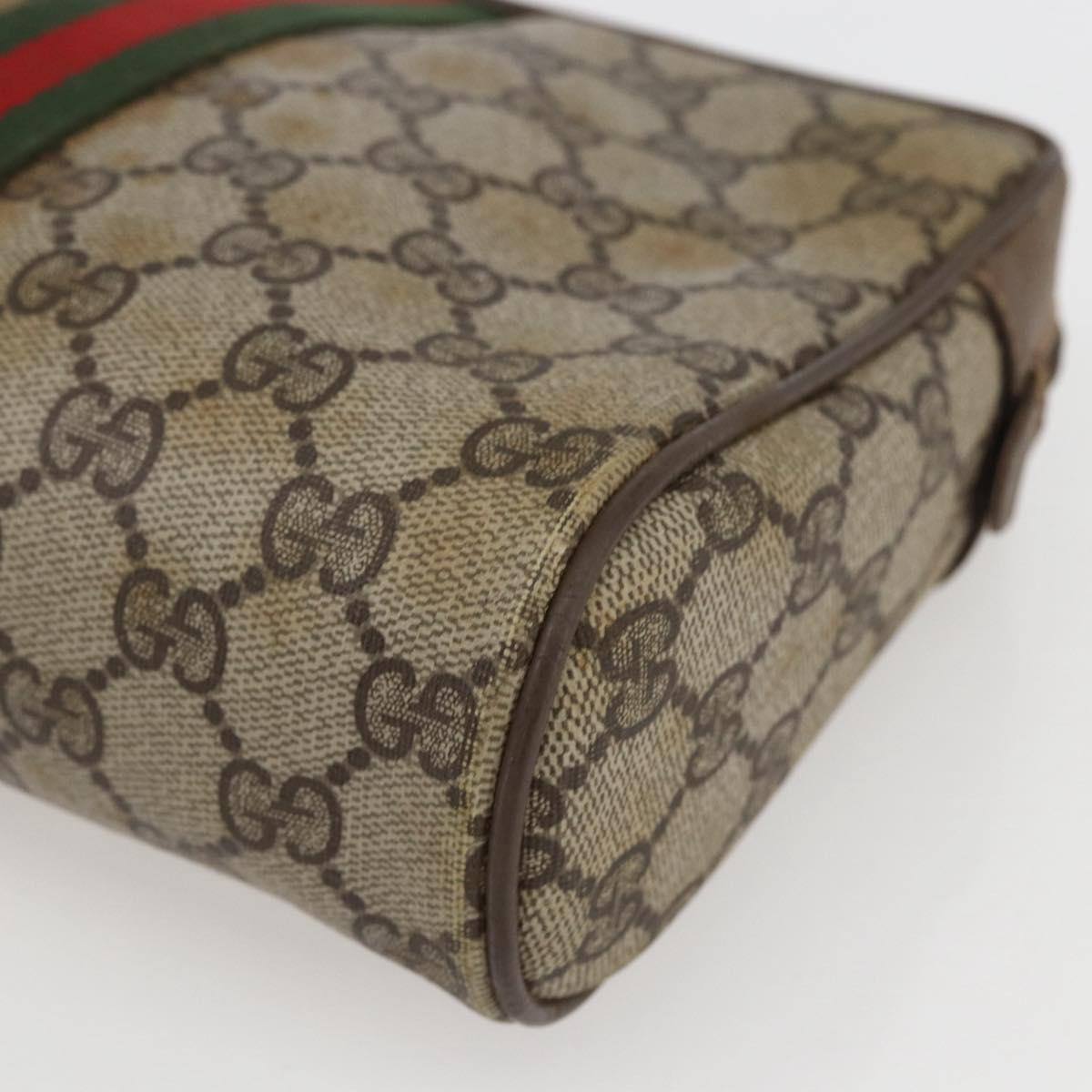 GUCCI GG Supreme Web Sherry Line Clutch Bag PVC Beige Gold 89 01 012 Auth 158514
