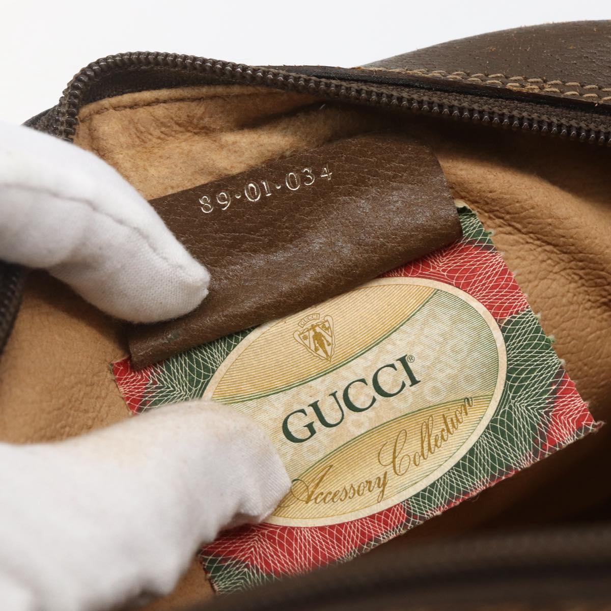 GUCCI GG Supreme Web Sherry Line Clutch Bag PVC Beige Gold 89 01 034 Auth 158515