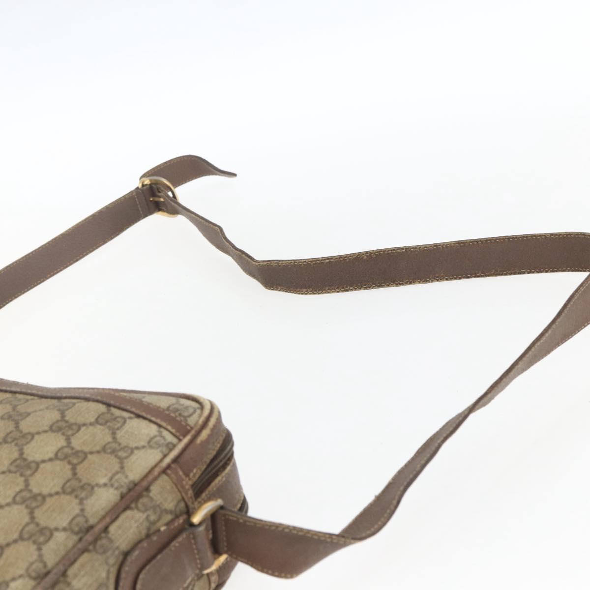 GUCCI GG Supreme Web Sherry Line Shoulder Bag PVC Beige Gold Auth 158516