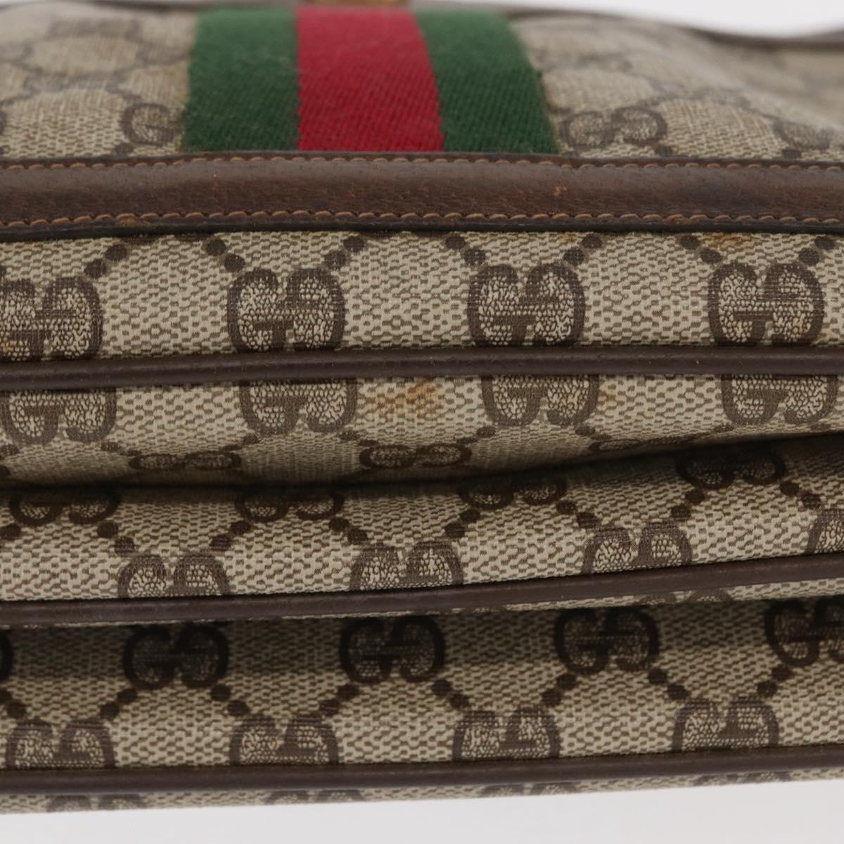 GUCCI GG Supreme Web Sherry Line Bag PVC Beige Gold 41 001 4085 Auth 158517