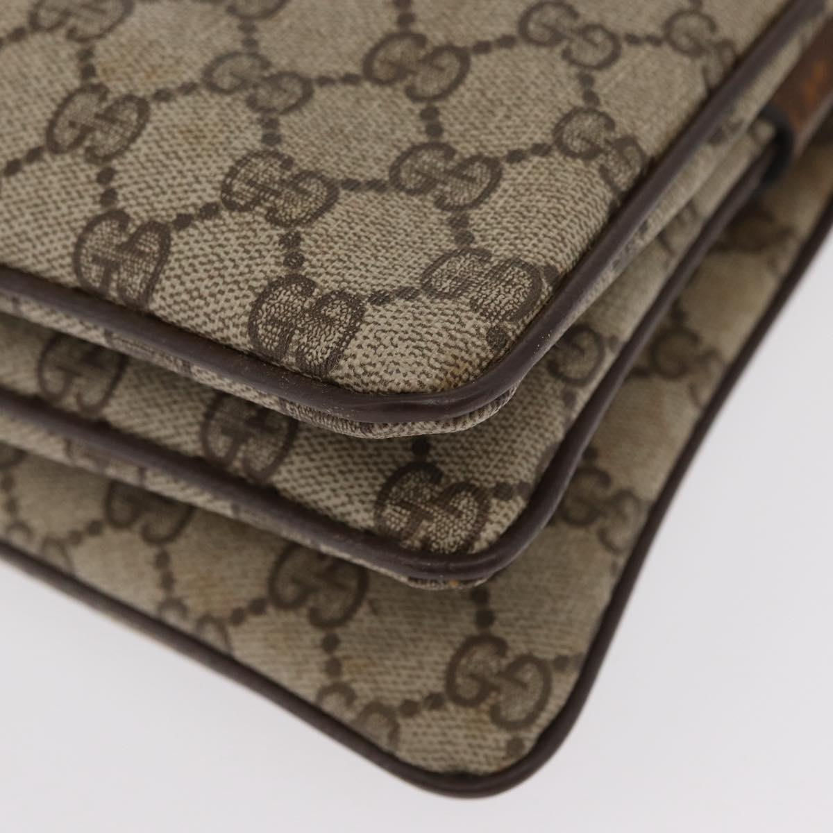GUCCI GG Supreme Web Sherry Line Bag PVC Beige Gold 41 001 4085 Auth 158517