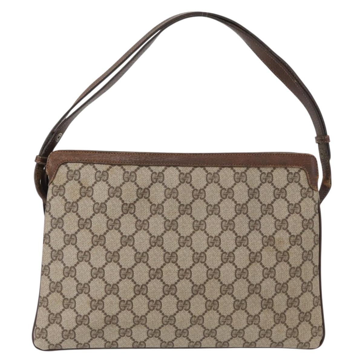 GUCCI GG Supreme Web Sherry Line Bag PVC Beige Gold 41 001 4085 Auth 158517
