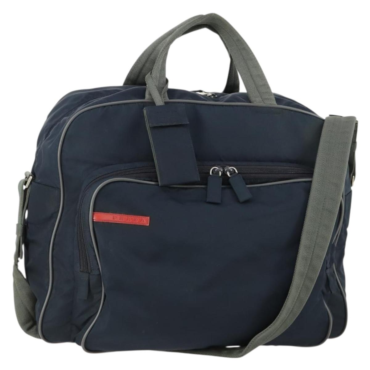 PRADA Sports Boston Bag Nylon 2way Navy Red Auth 158522
