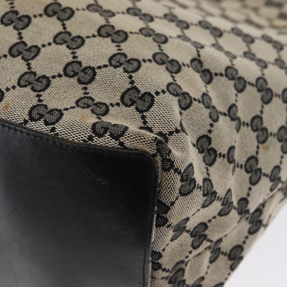 GUCCI GG Canvas Tote Bag Navy Gold 002 1097 3444 Auth 158526