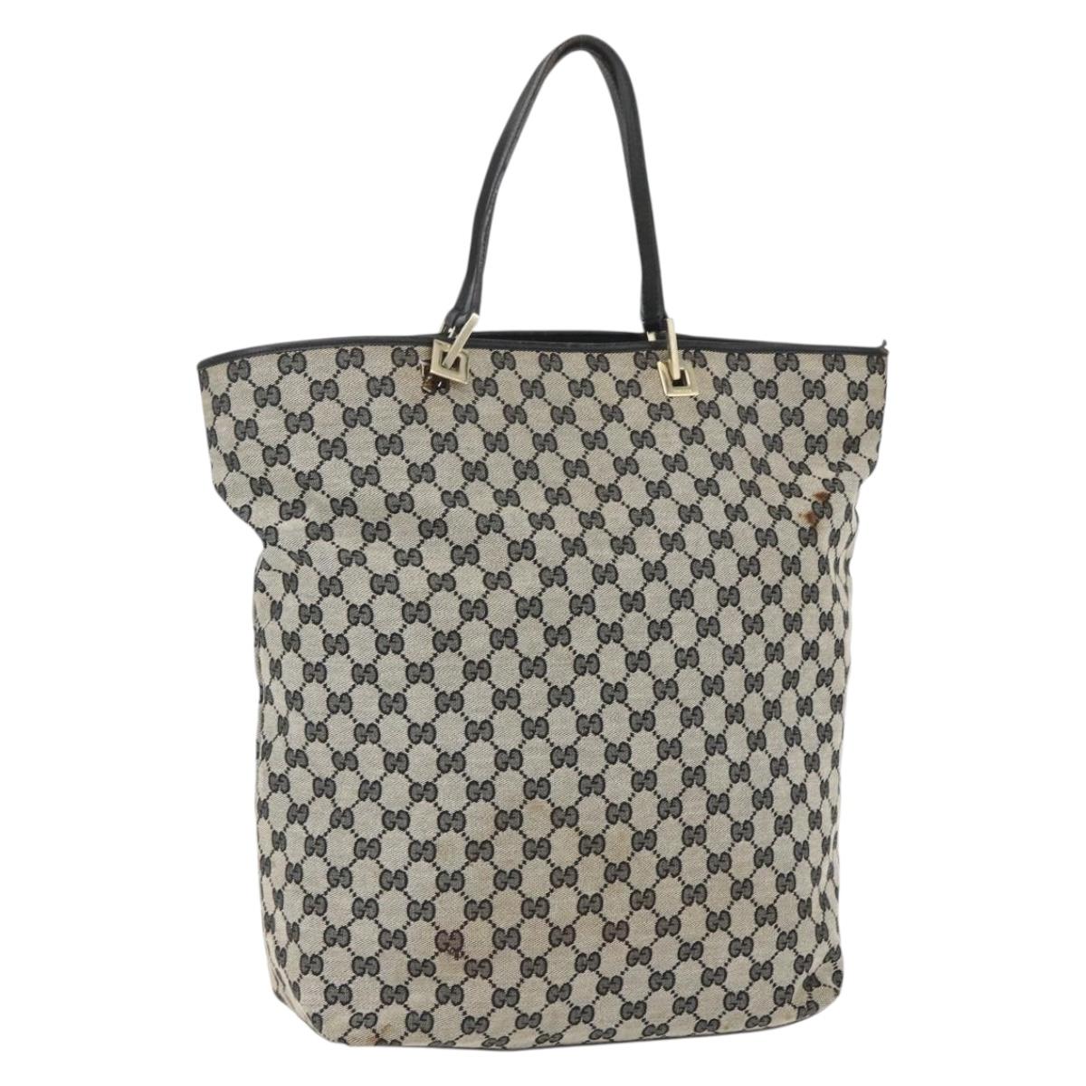 GUCCI GG Canvas Tote Bag Navy Gold 002 1097 3444 Auth 158526