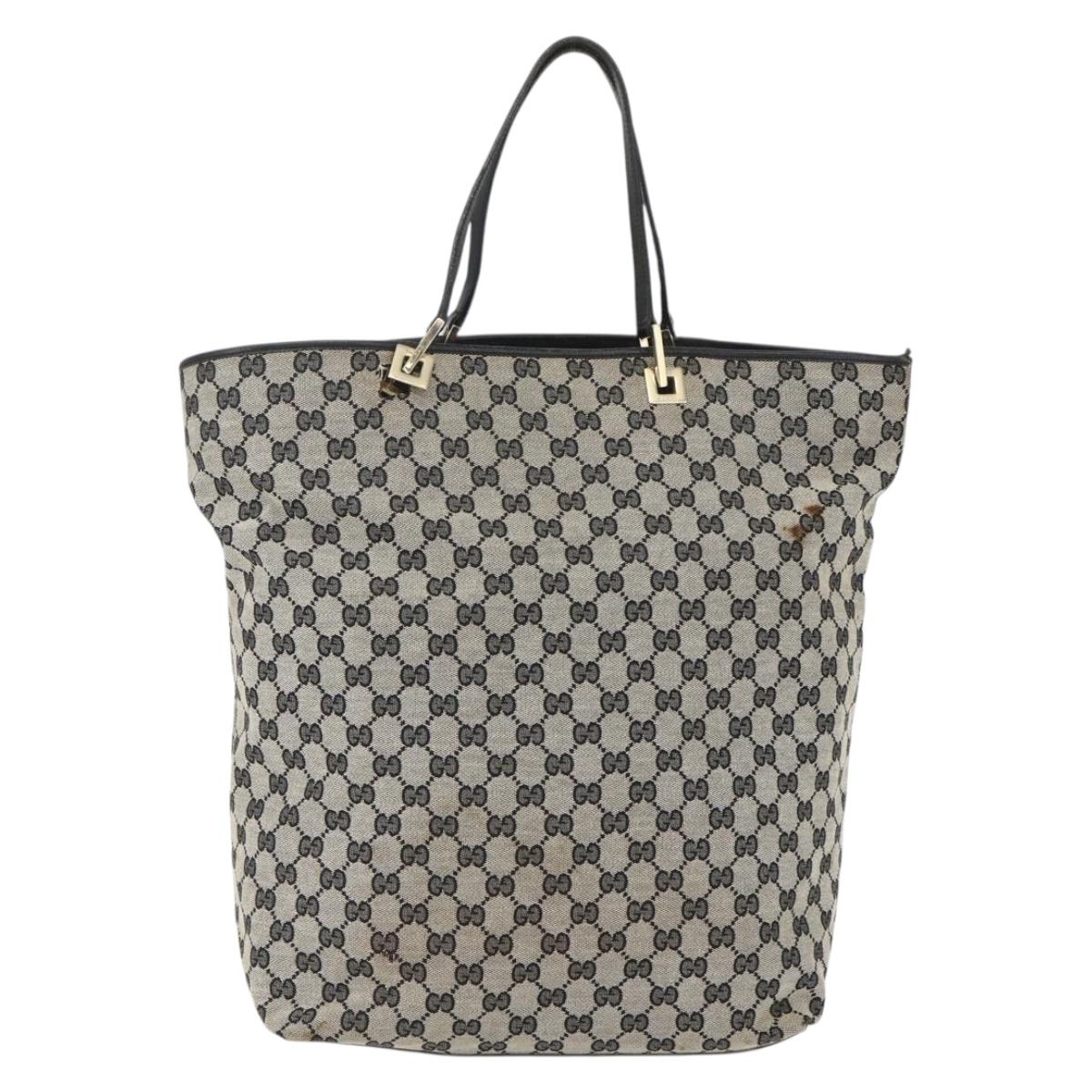 GUCCI GG Canvas Tote Bag Navy Gold 002 1097 3444 Auth 158526