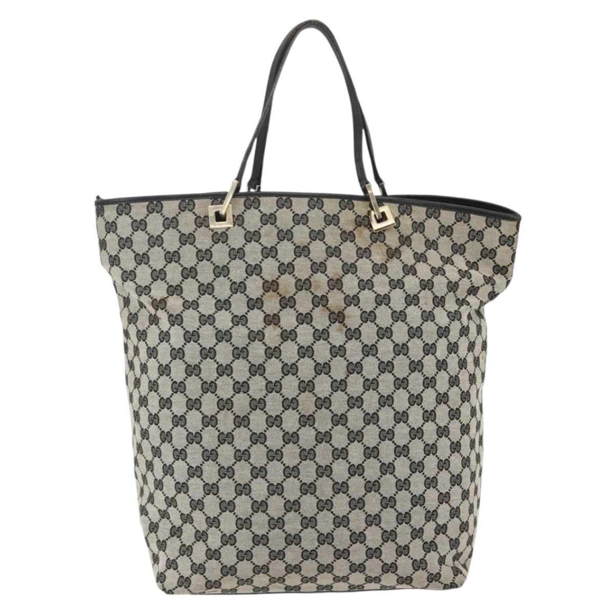 GUCCI GG Canvas Tote Bag Navy Gold 002 1097 3444 Auth 158526