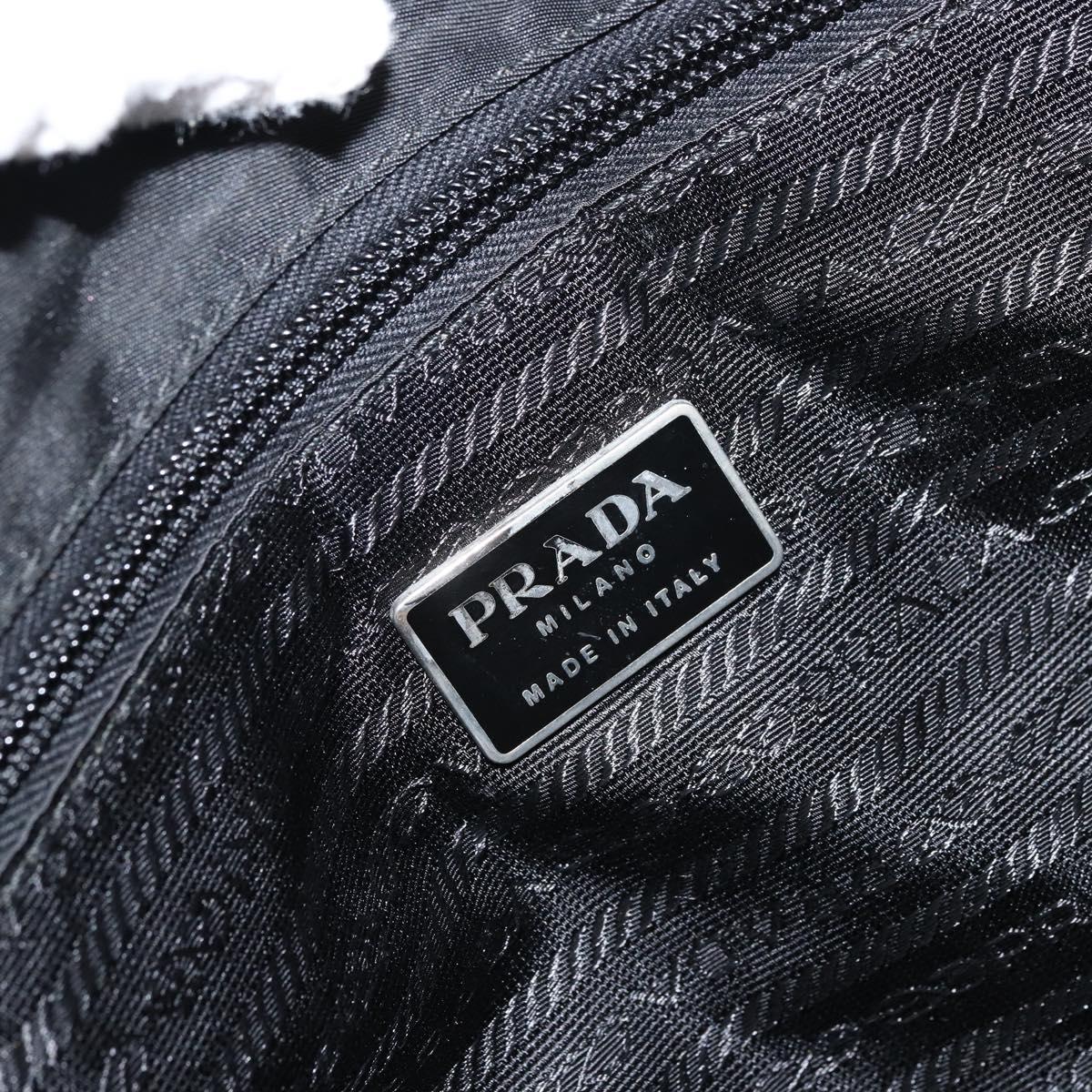 PRADA Tote Bag Nylon Black Silver Auth 158528