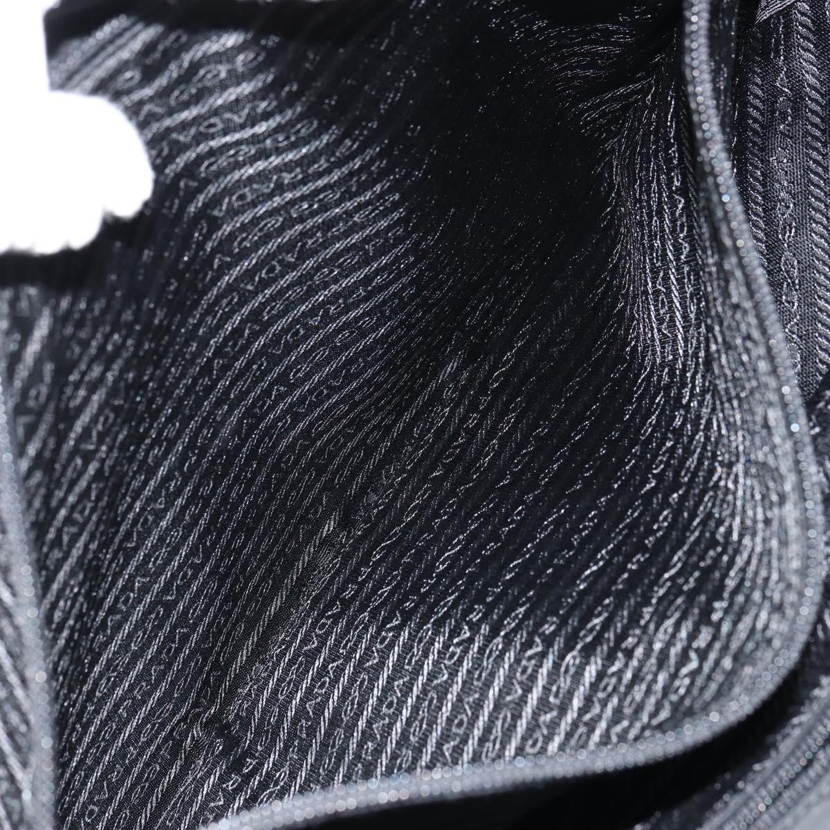 PRADA Tote Bag Nylon Black Silver Auth 158528
