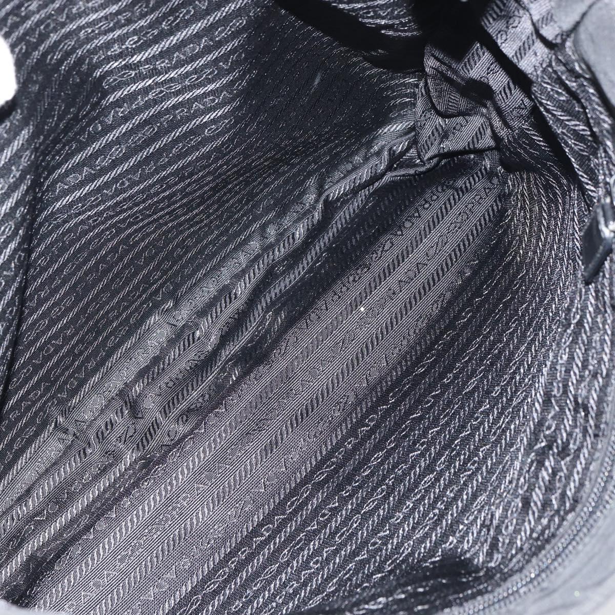 PRADA Tote Bag Nylon Black Silver Auth 158528