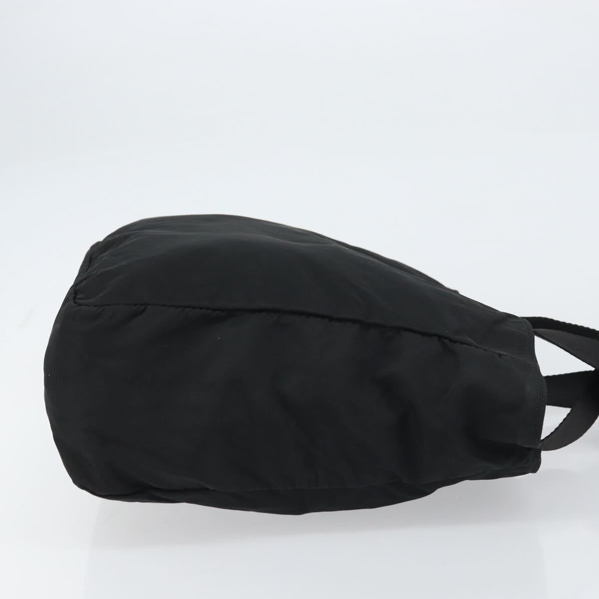 PRADA Tote Bag Nylon Black Silver Auth 158528