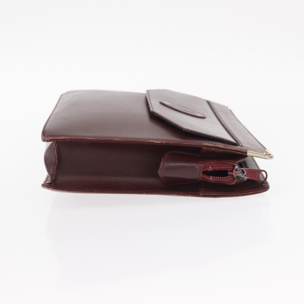 CARTIER Clutch Bag Leather 2 Set Black Bordeaux Auth 158537