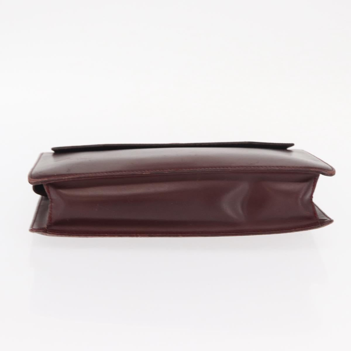 CARTIER Clutch Bag Leather 2 Set Black Bordeaux Auth 158537