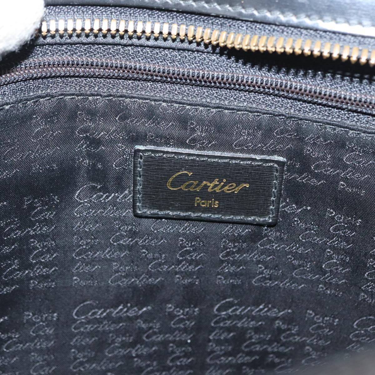 CARTIER Clutch Bag Leather 2 Set Black Bordeaux Auth 158537