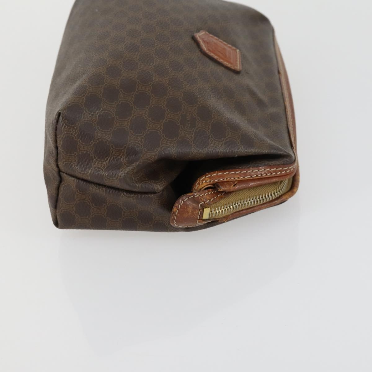 CELINE Macadam Canvas Clutch Bag PVC Leather 2 Set Brown Auth 158538