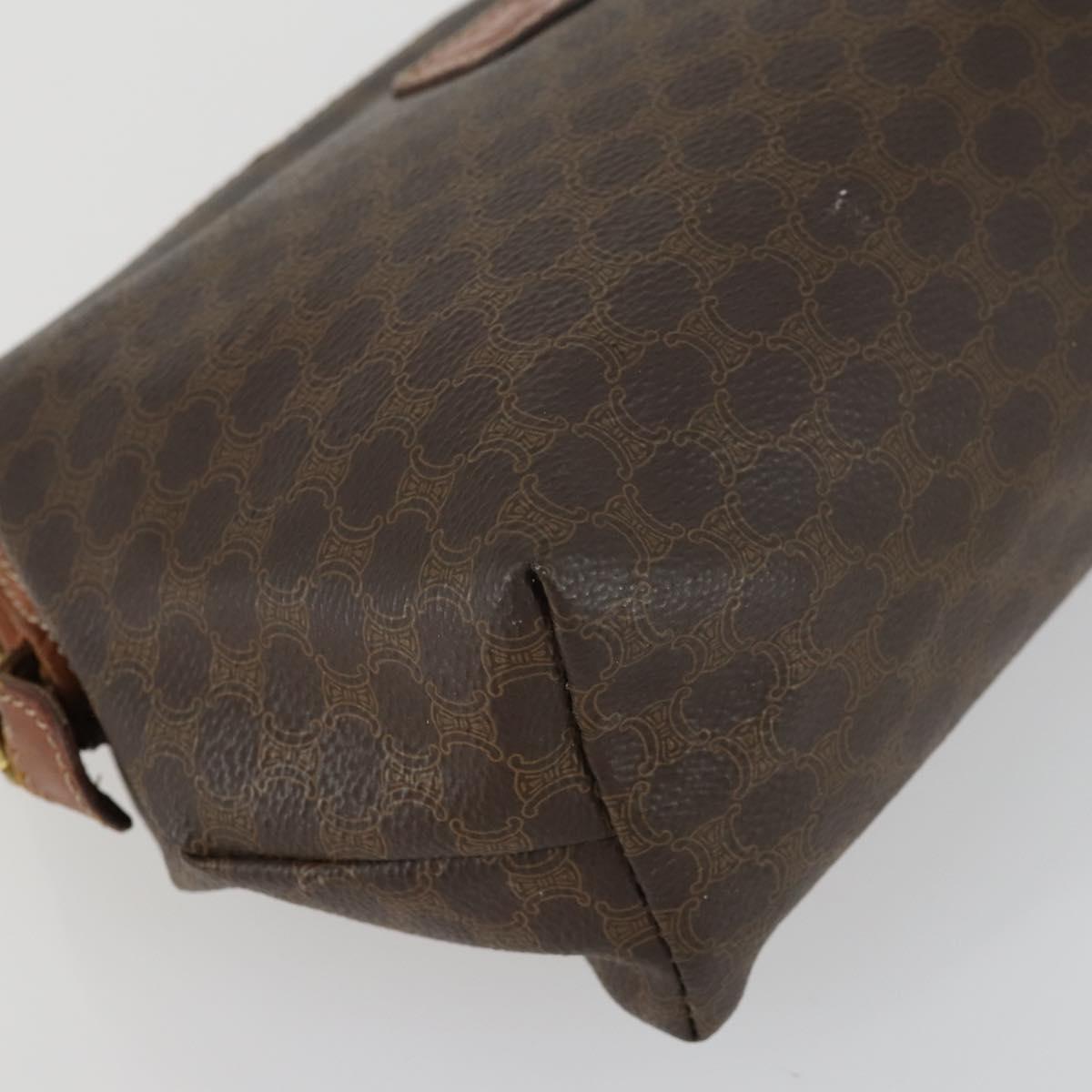 CELINE Macadam Canvas Clutch Bag PVC Leather 2 Set Brown Auth 158538