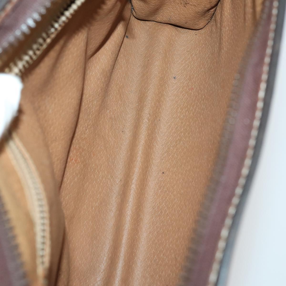 CELINE Macadam Canvas Clutch Bag PVC Leather 2 Set Brown Auth 158538