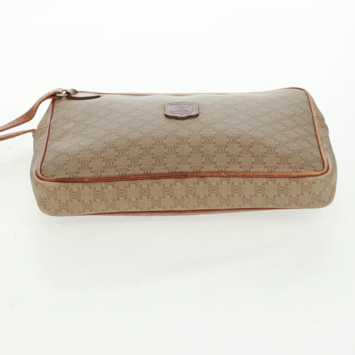 CELINE Macadam Canvas Bag PVC Leather Suede 3 Set Beige Orange Auth 158541
