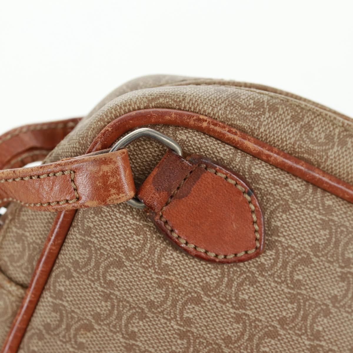 CELINE Macadam Canvas Bag PVC Leather Suede 3 Set Beige Orange Auth 158541
