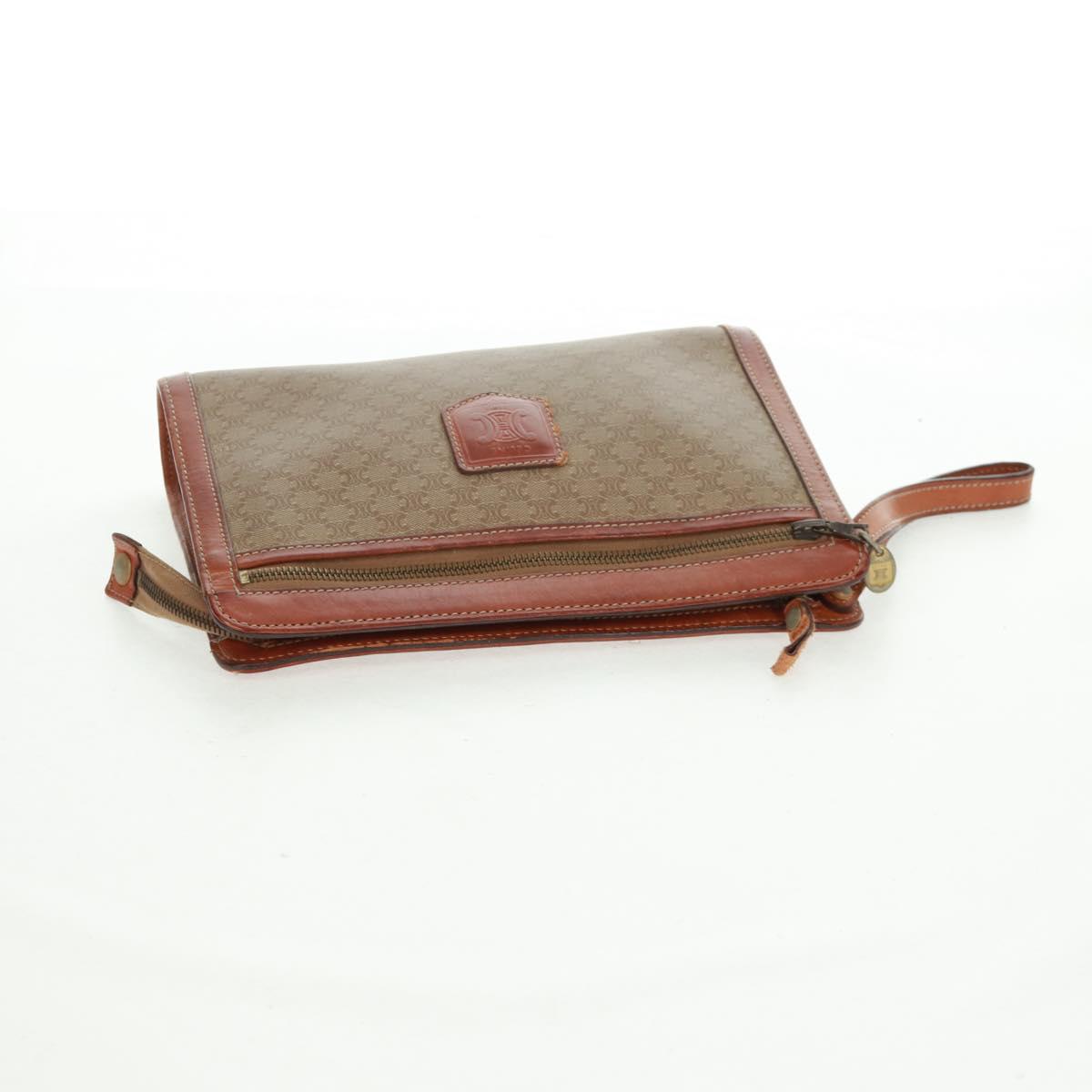 CELINE Macadam Canvas Bag PVC Leather Suede 3 Set Beige Orange Auth 158541