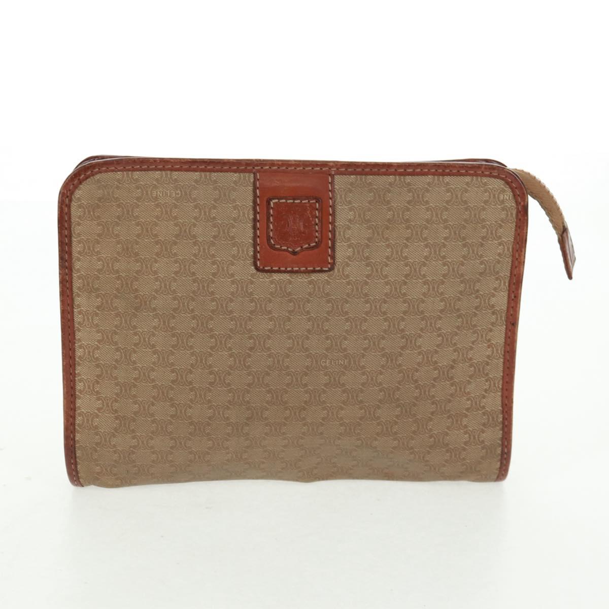 CELINE Macadam Canvas Bag PVC Leather Suede 3 Set Beige Orange Auth 158541