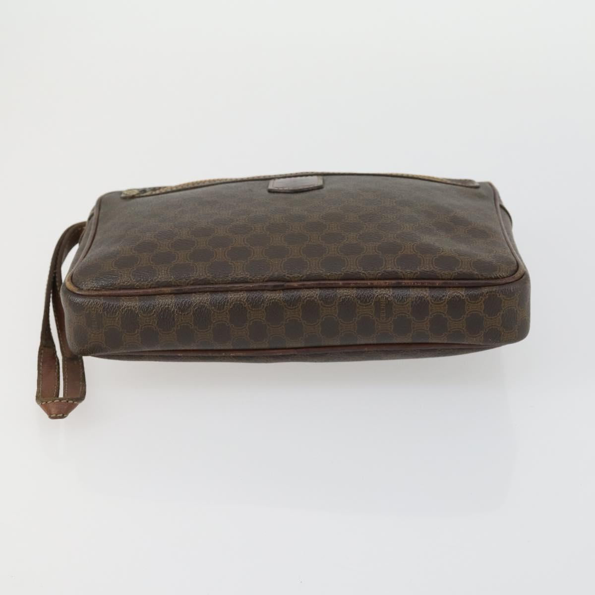 CELINE Macadam Canvas C Sulky Clutch Bag PVC 4 Set Brown Navy Auth 158543
