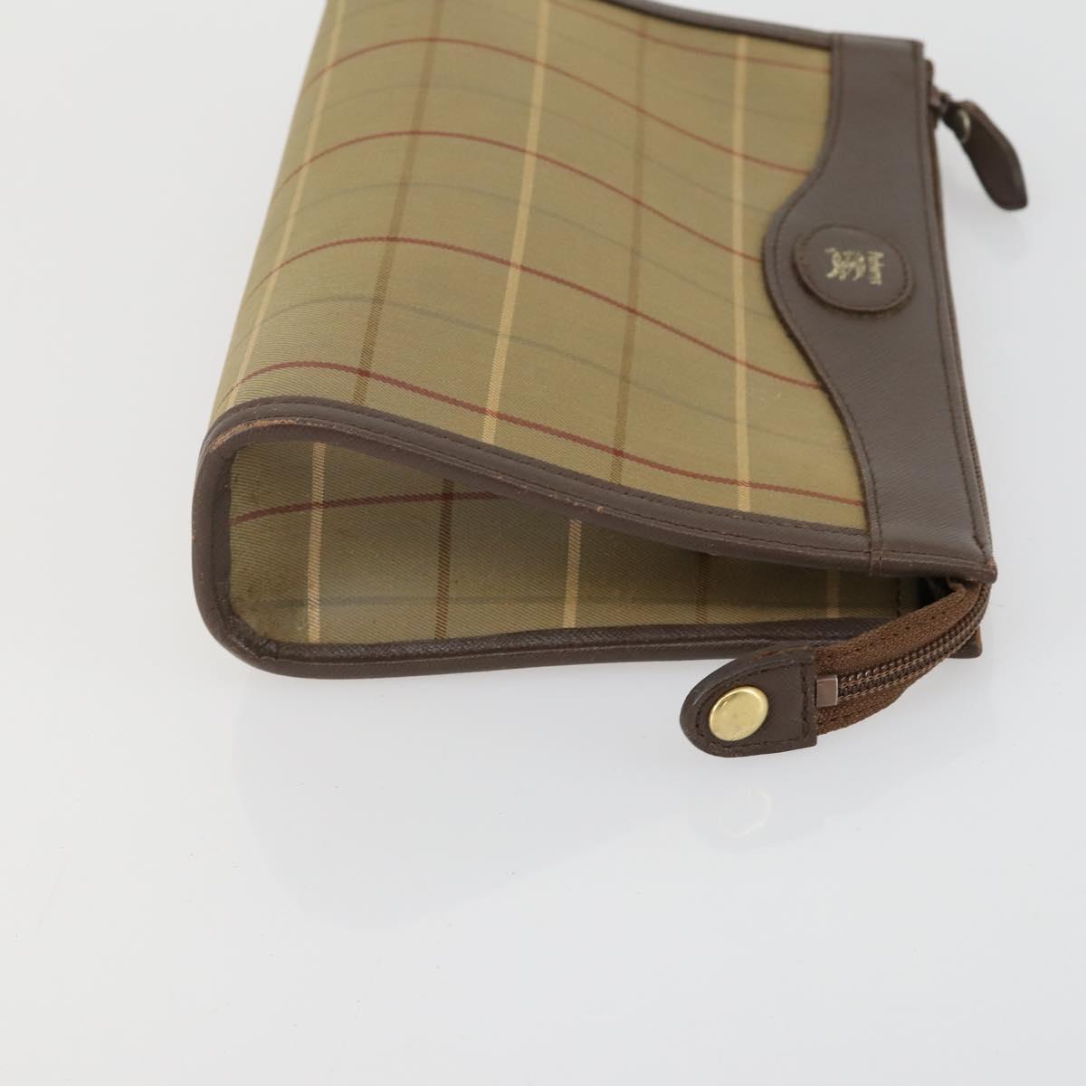 Burberrys Nova Check Clutch Bag Canvas Leather 2 Set Beige Auth 158544