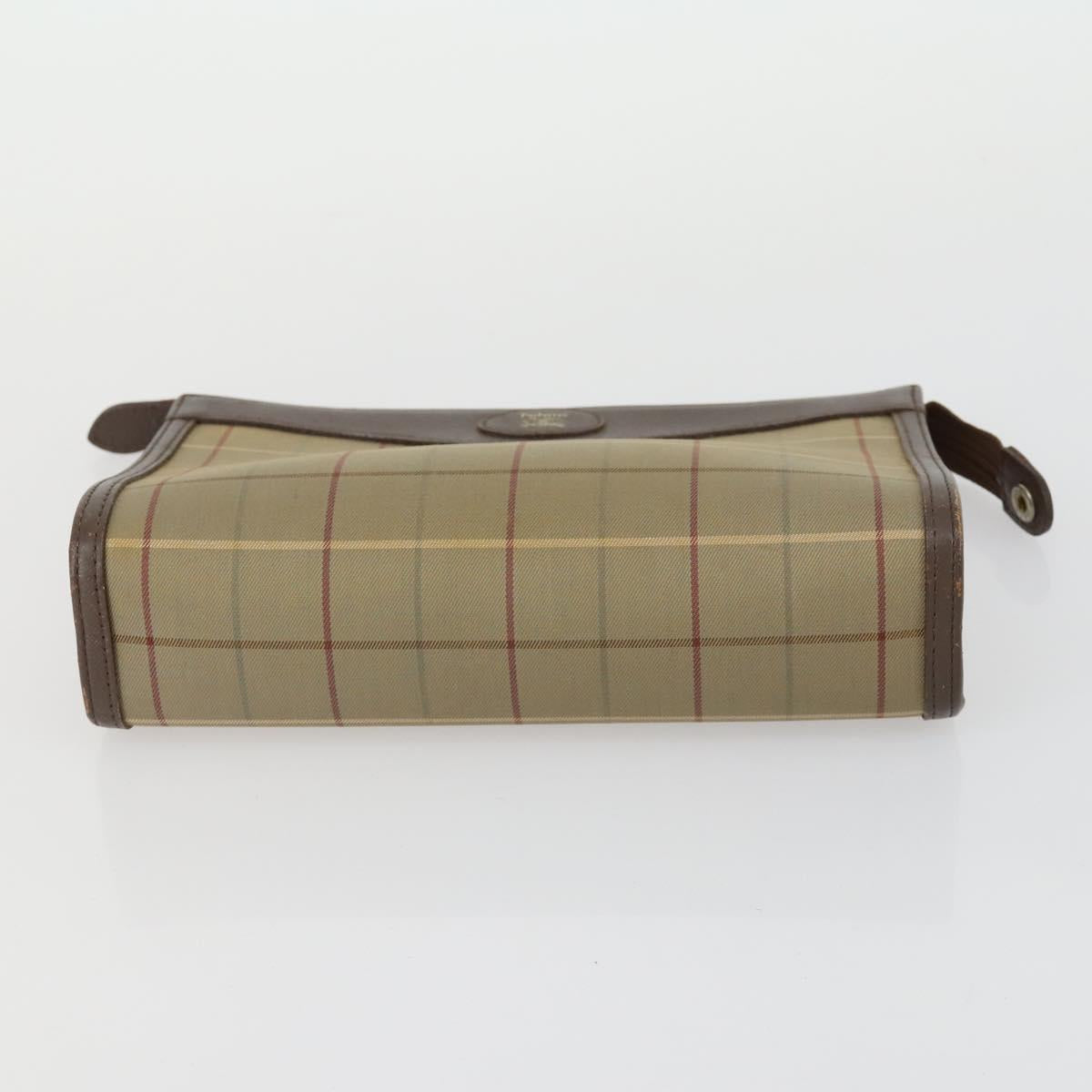 Burberrys Nova Check Clutch Bag Canvas Leather 2 Set Beige Auth 158544