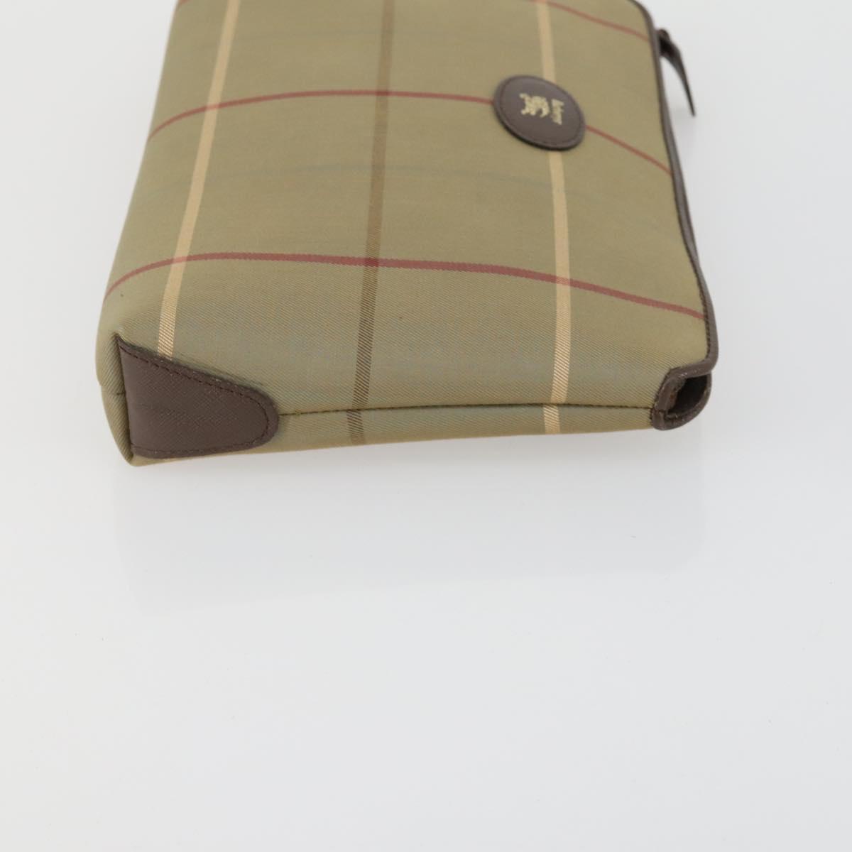 Burberrys Nova Check Clutch Bag Canvas Leather 2 Set Beige Auth 158544