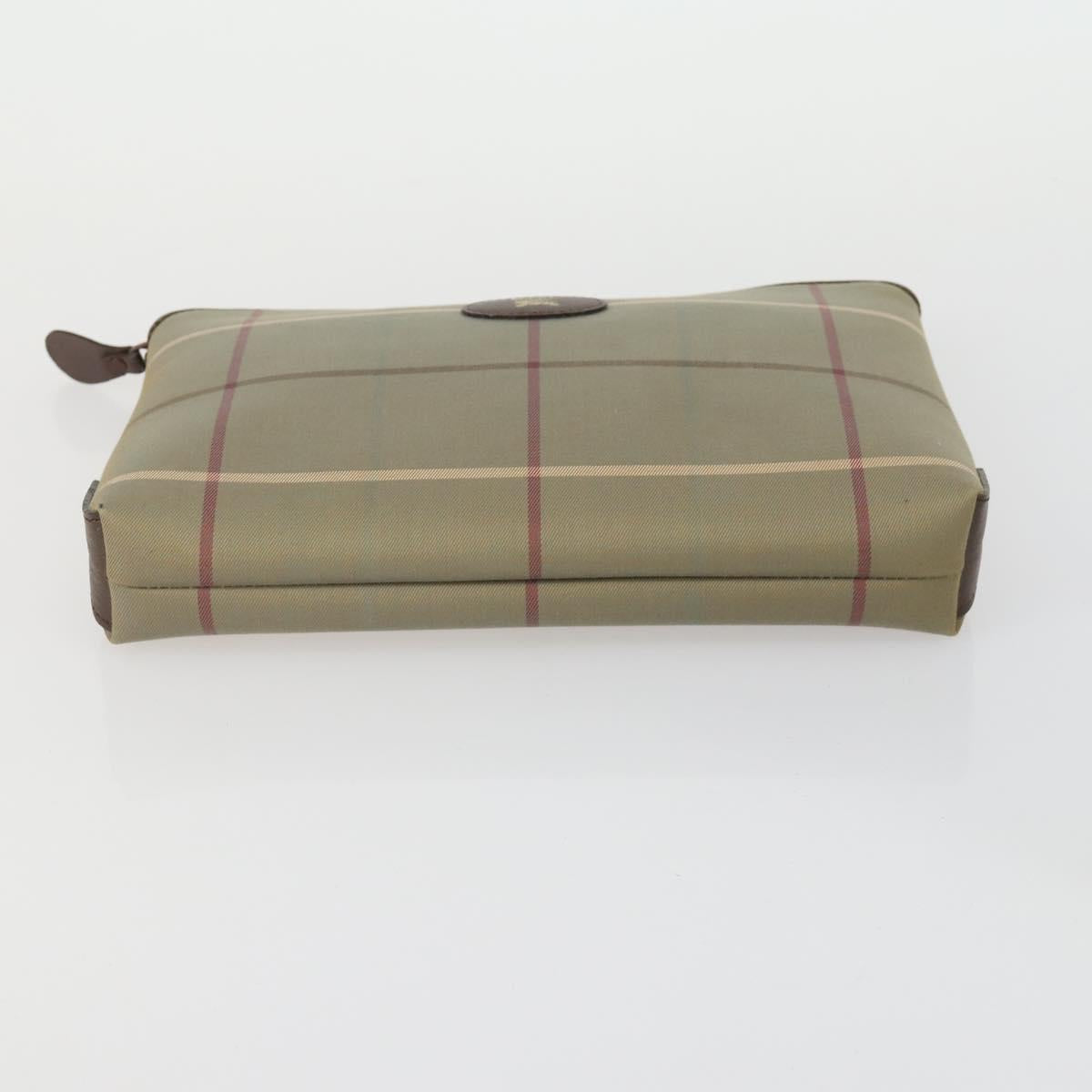 Burberrys Nova Check Clutch Bag Canvas Leather 2 Set Beige Auth 158544