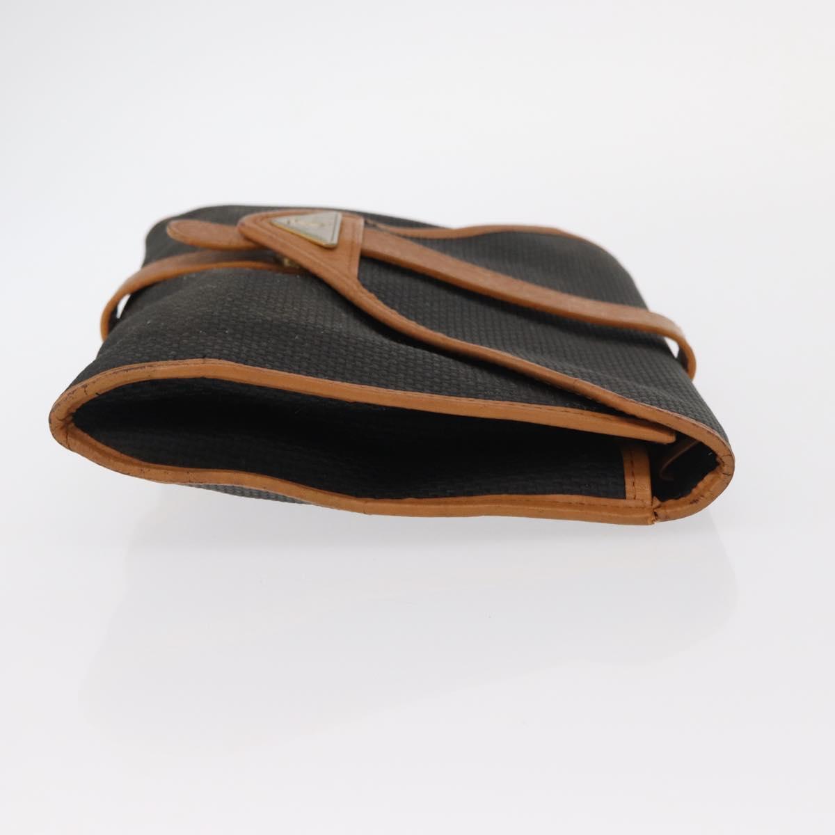 SAINT LAURENT MCM Vicetos Clutch Bag PVC Leather 2 Set Brown Black Auth 158545