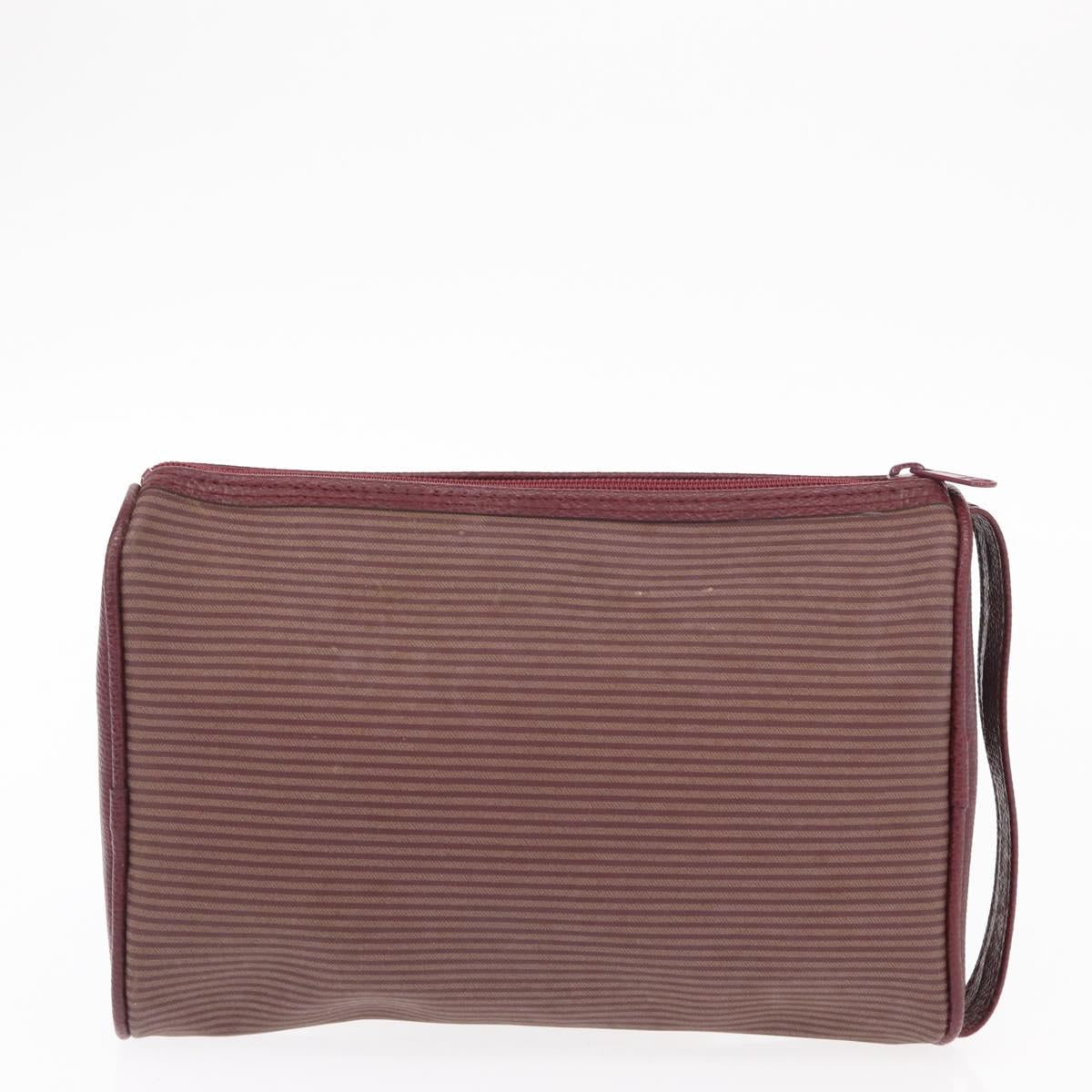 SAINT LAURENT Fendi Zucchino Canvas Clutch Bag 2 Set Beige Bordeaux Auth 158546