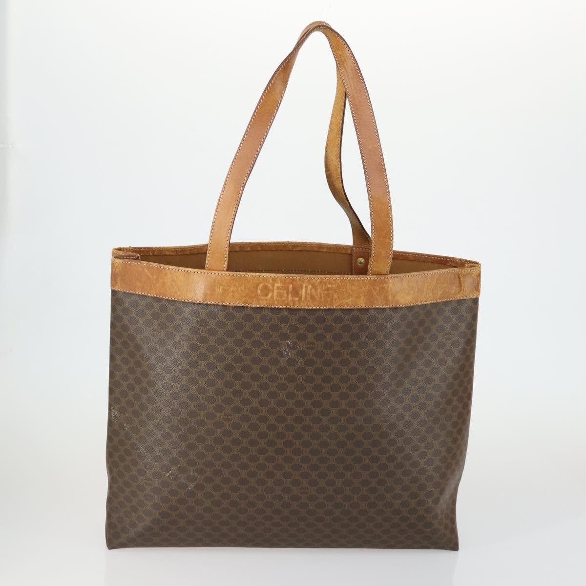 CELINE C Macadam Canvas Bag PVC Suede Leather 3 Set Brown Pink Auth 158549