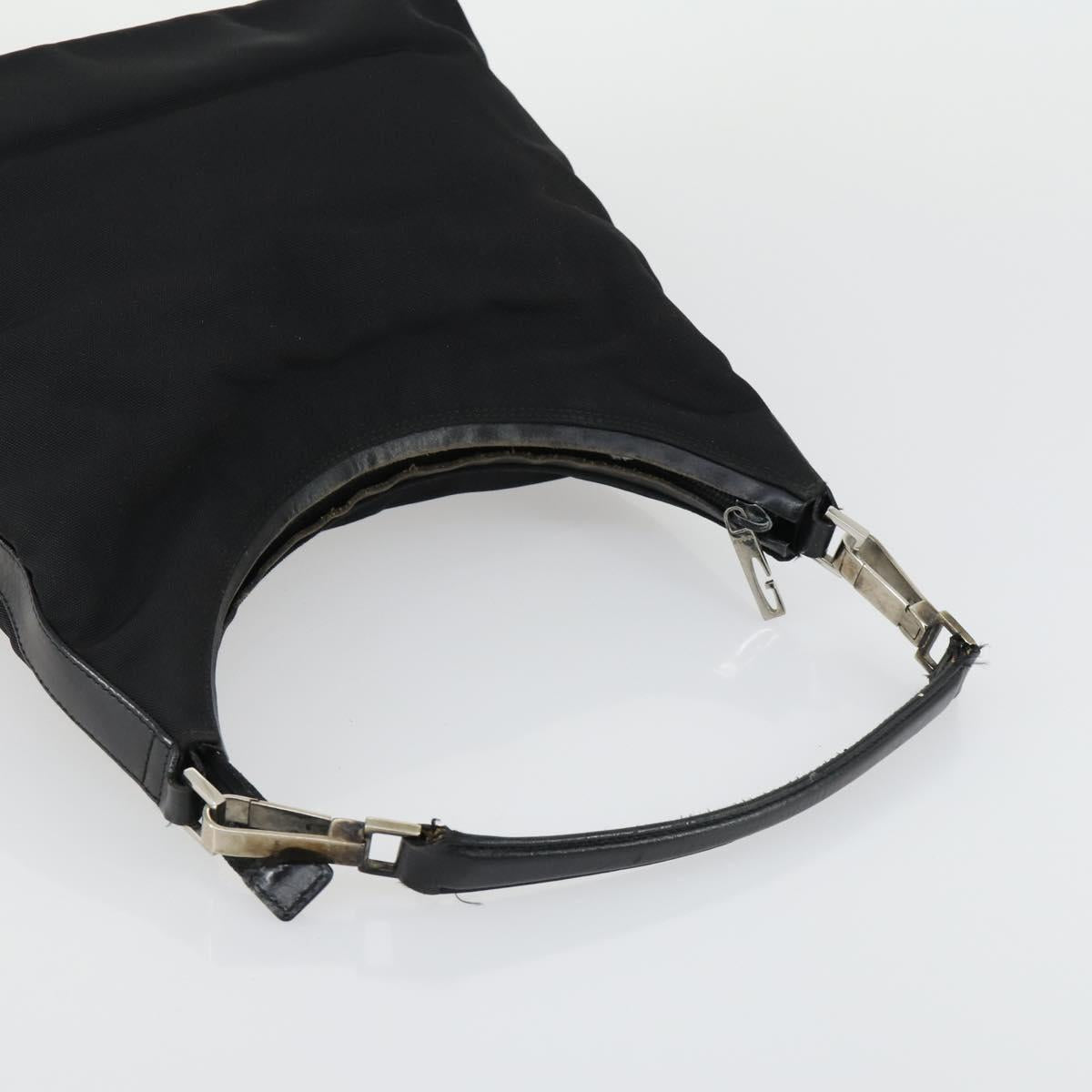 GUCCI Shoulder Bag Canvas Leather 4 Set Black Silver Red Auth 158552