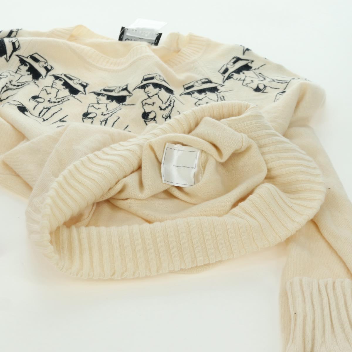 CHANEL Coco Chanel Knit Sweater Cashmere Beige CC Auth 158554SAM