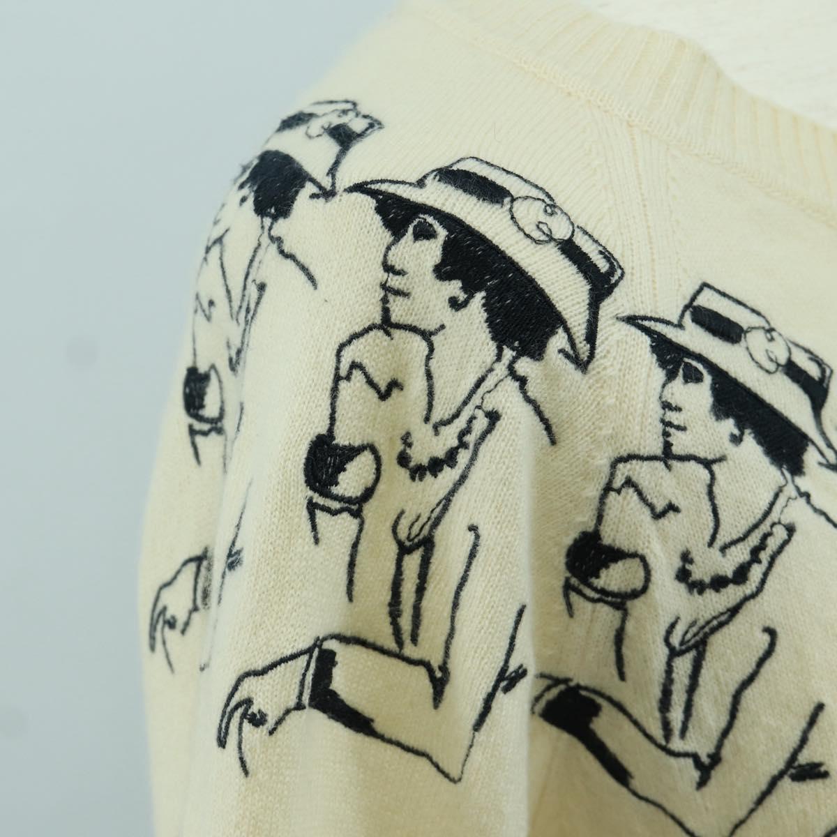 CHANEL Coco Chanel Knit Sweater Cashmere Beige CC Auth 158554SAM