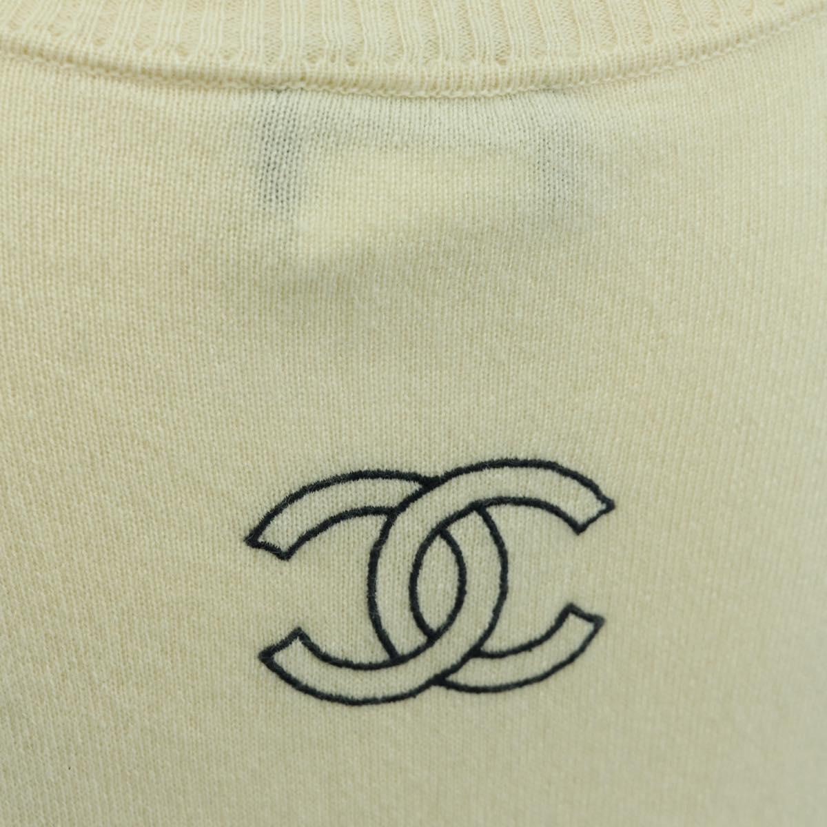 CHANEL Coco Chanel Knit Sweater Cashmere Beige CC Auth 158554SAM
