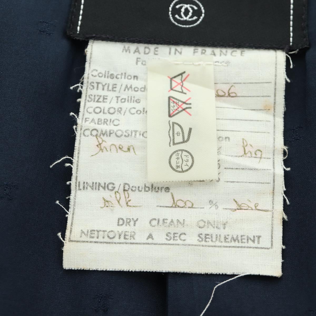 CHANEL jacket Skirt Setup Linen Navy CC Auth 158556M