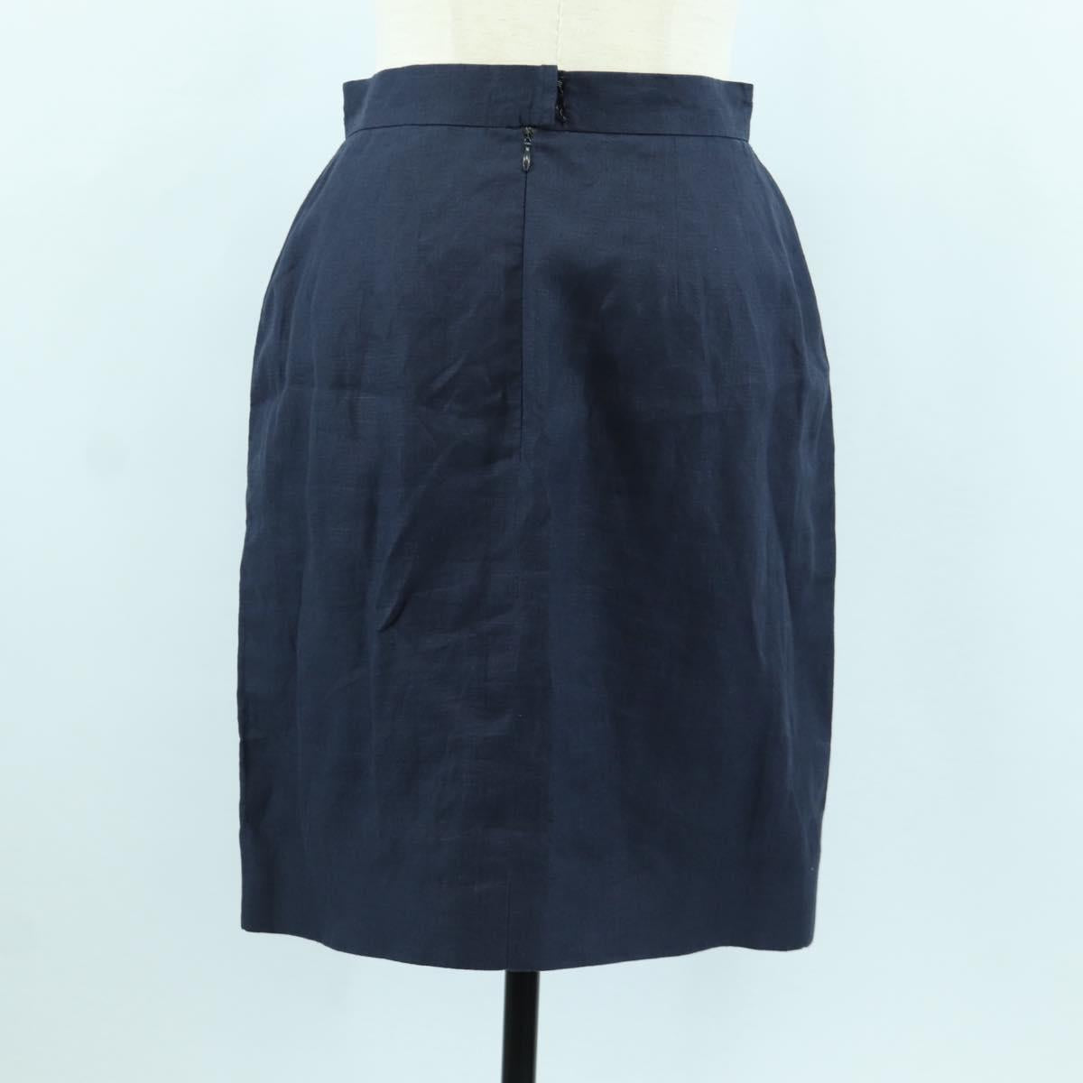 CHANEL jacket Skirt Setup Linen Navy CC Auth 158556M