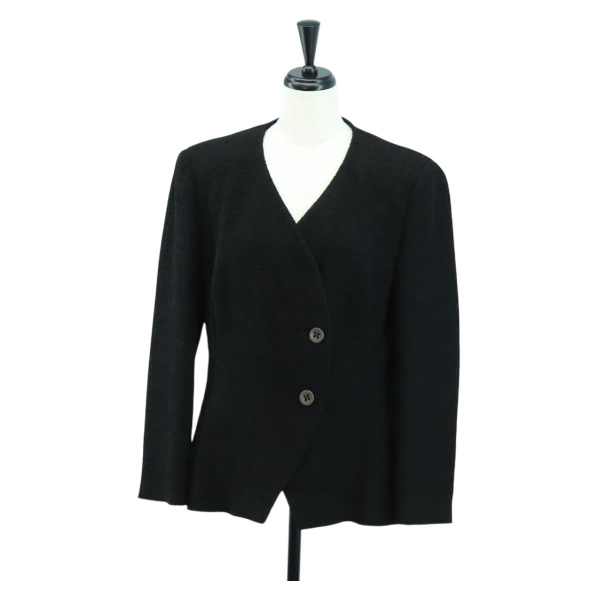 CHANEL Jacket Cotton Black CC Auth 158557M
