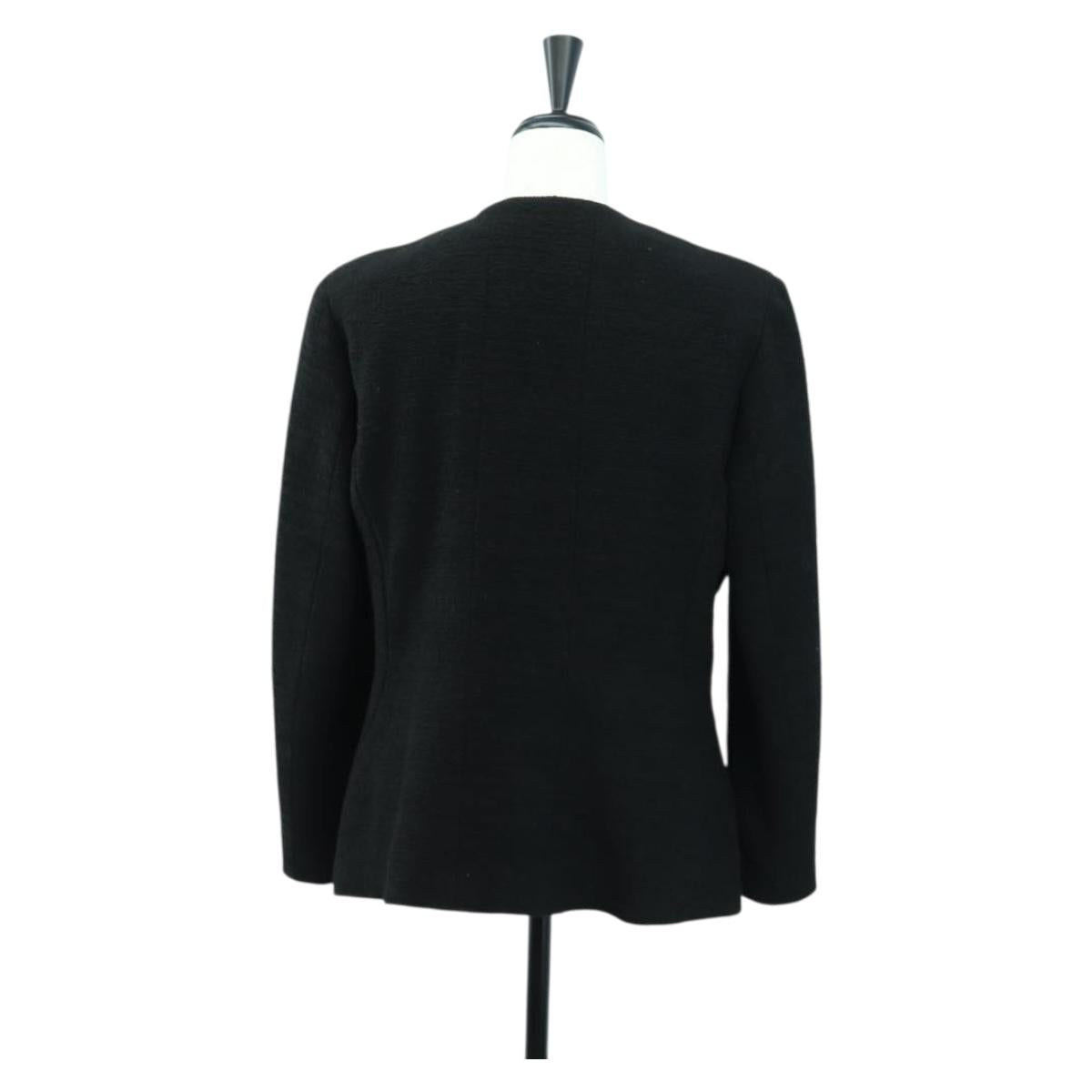 CHANEL Jacket Cotton Black CC Auth 158557M