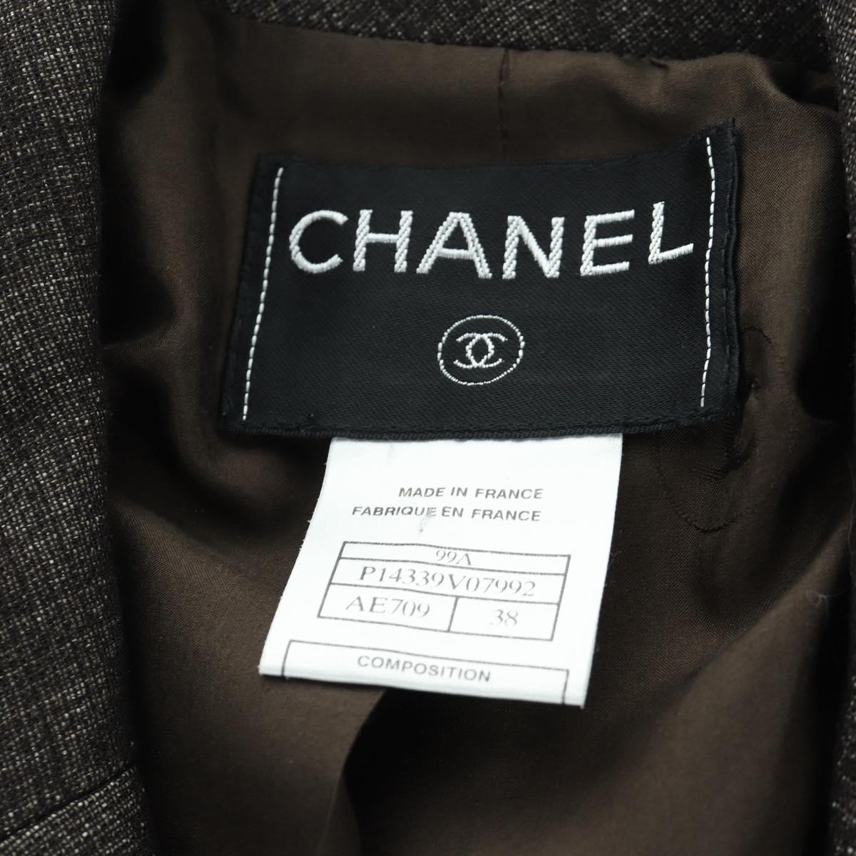 CHANEL jacket Skirt Setup Wool Brown CC Auth 158559M