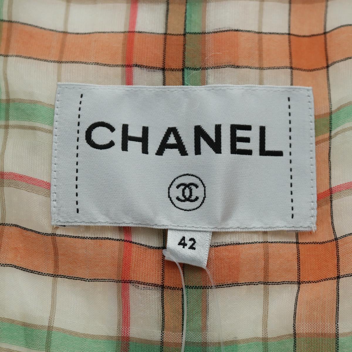 CHANEL Jacket Tweed White CC Auth 158561SM