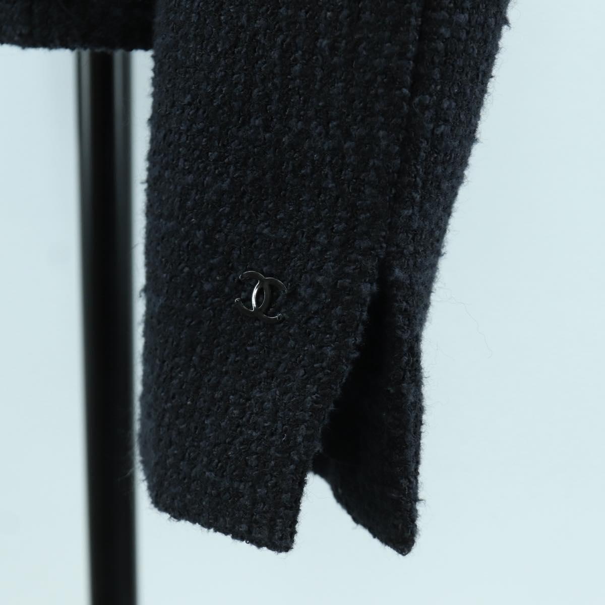 CHANEL Jacket Tweed Black CC Auth 158562M