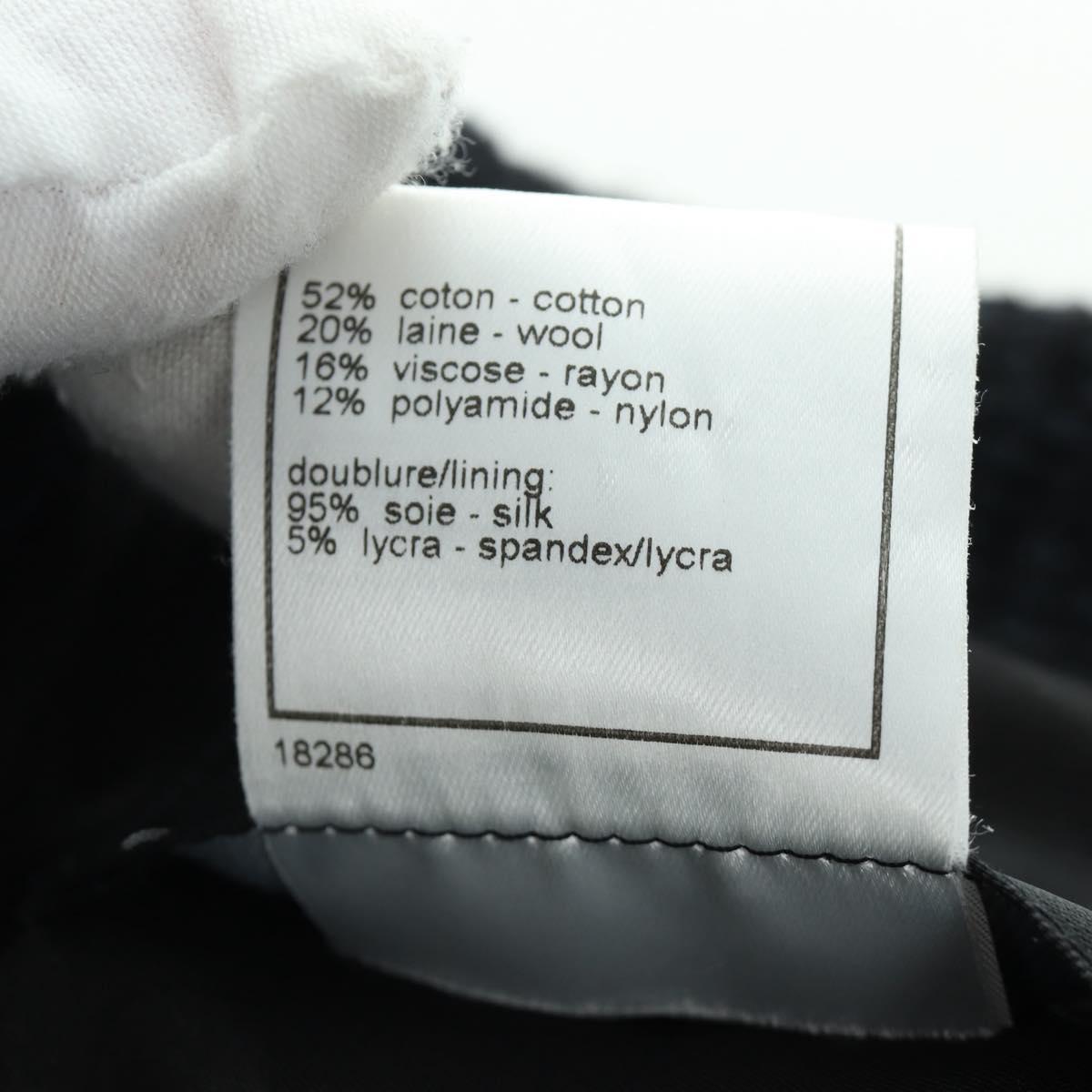 CHANEL Jacket Tweed Black CC Auth 158562M