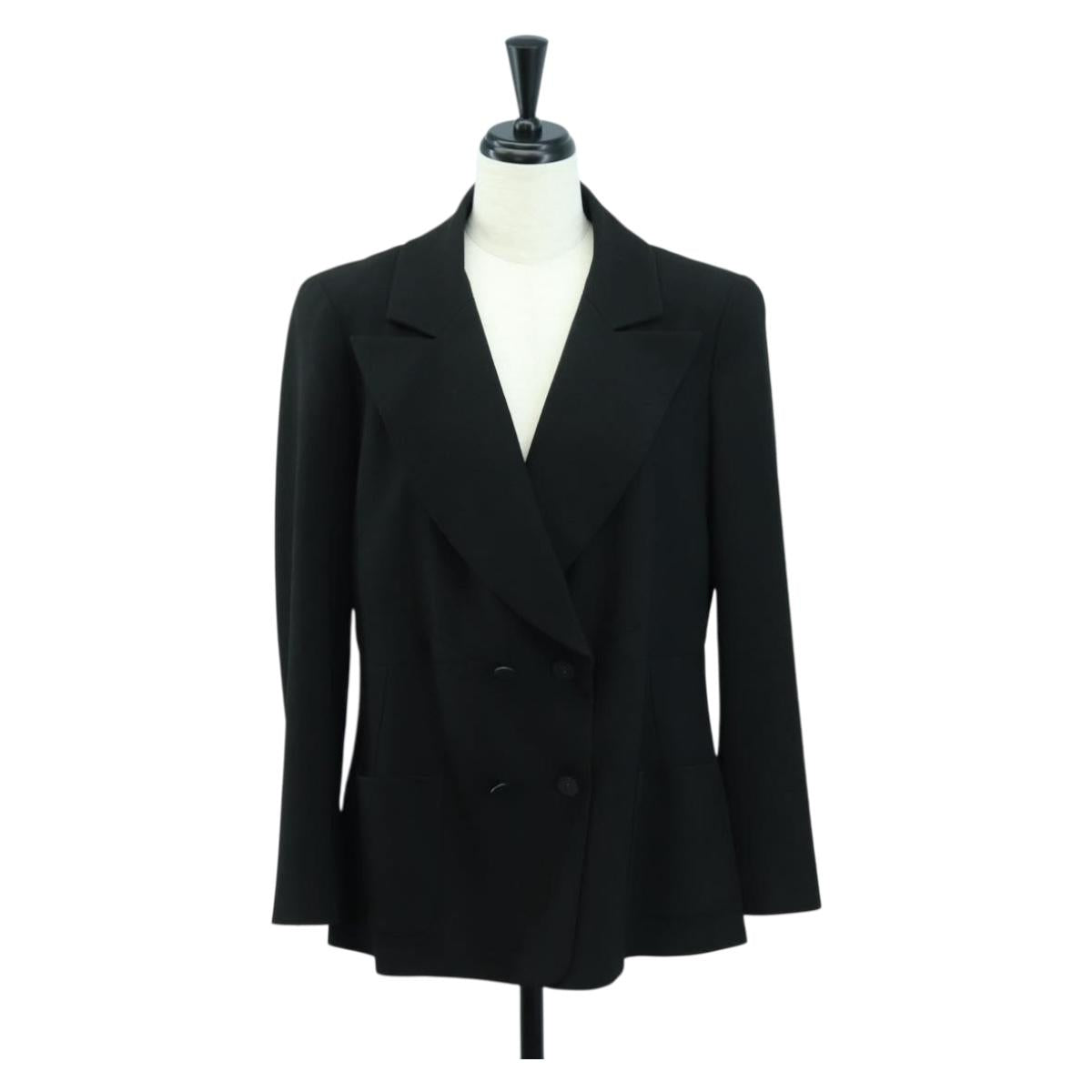 CHANEL Jacket Rayon Black CC Auth 158563M